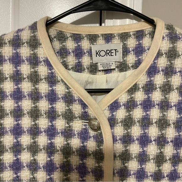 Vintage Koret Purple Green and Cream Plaid Blazer - Picture 3 of 8
